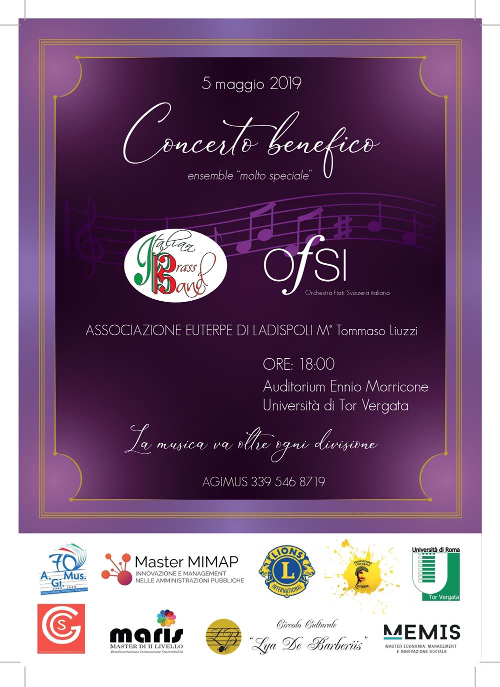 Concerto benefico dell’Orchestra Fiati Svizzera Italiana-Domenica 5 Maggio